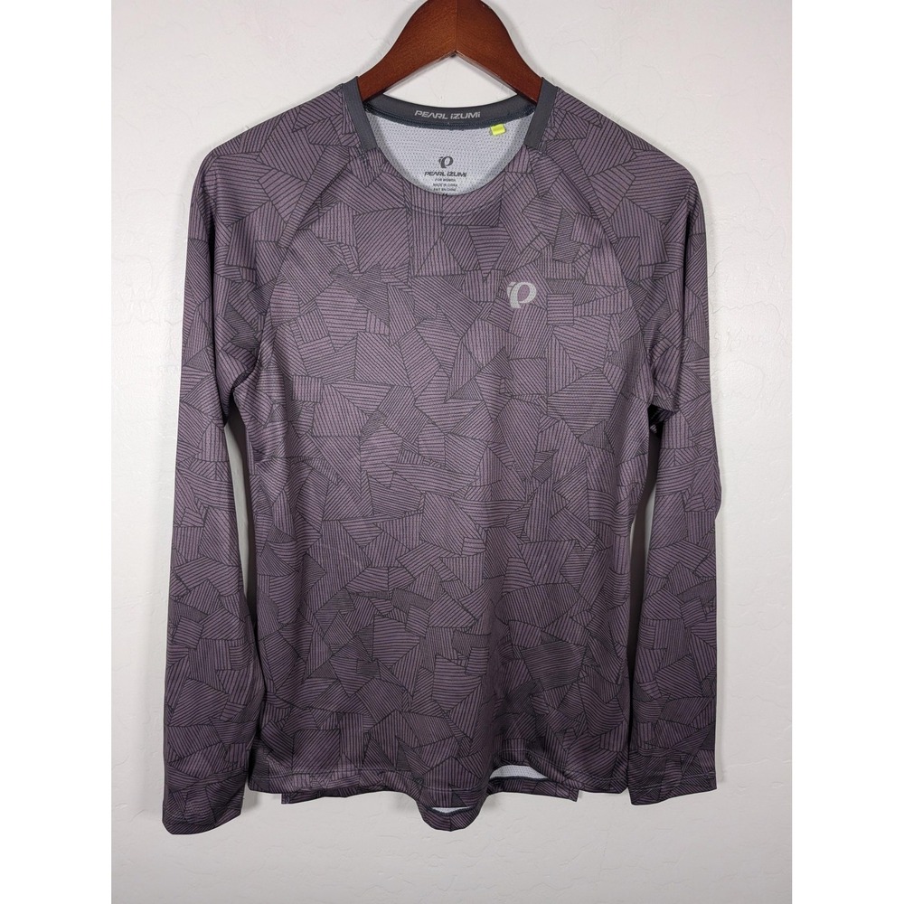 Pearl Izumi Shirt Womens Medium Purple Geometric Long Sleeve Recycled Polyester
